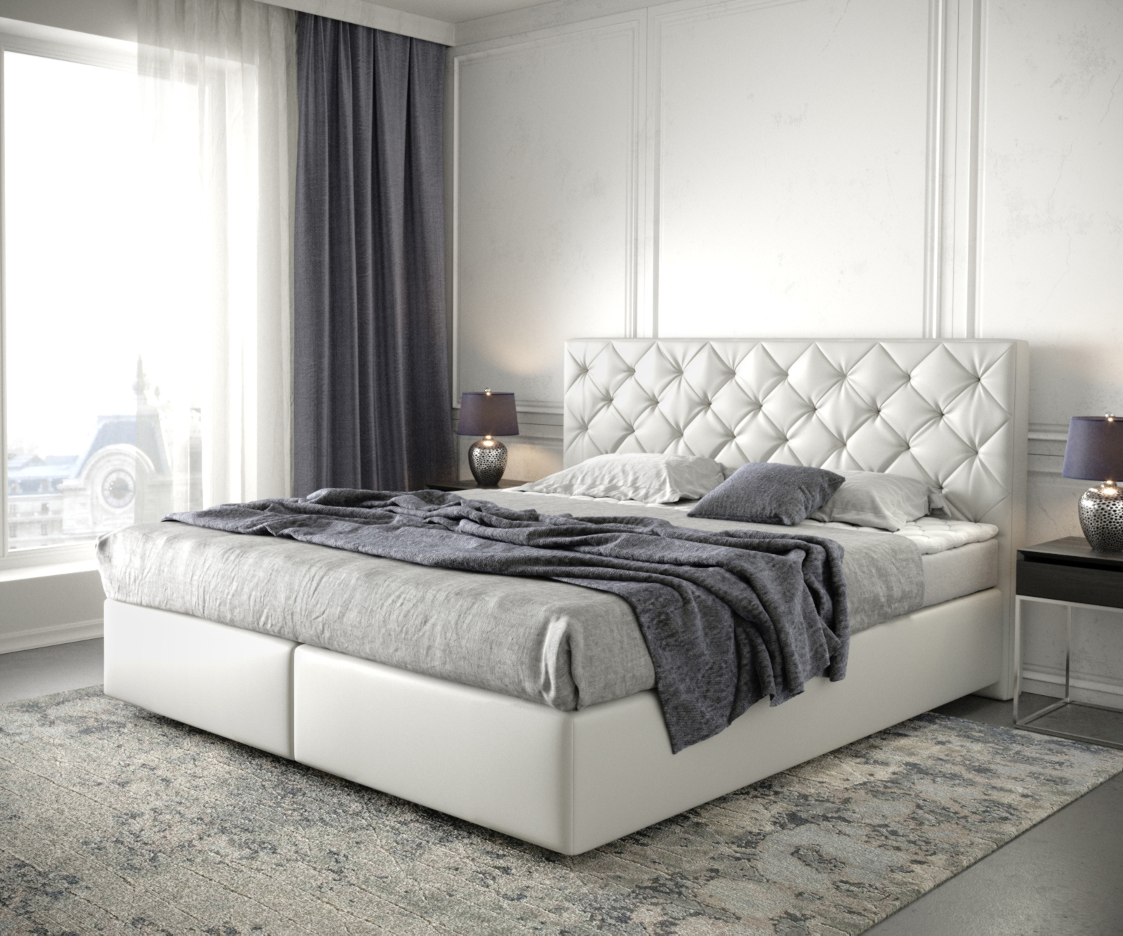 Boxspringbett Dream-Great 180x200 cm Kunstleder Weiß mit Matratze und Toppe günstig online kaufen