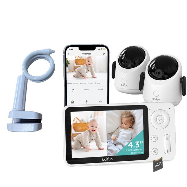 Boifun Video-Babyphone WLAN Babyphone mit Kamera 4,3” 2MP Kamera App-Steuer günstig online kaufen