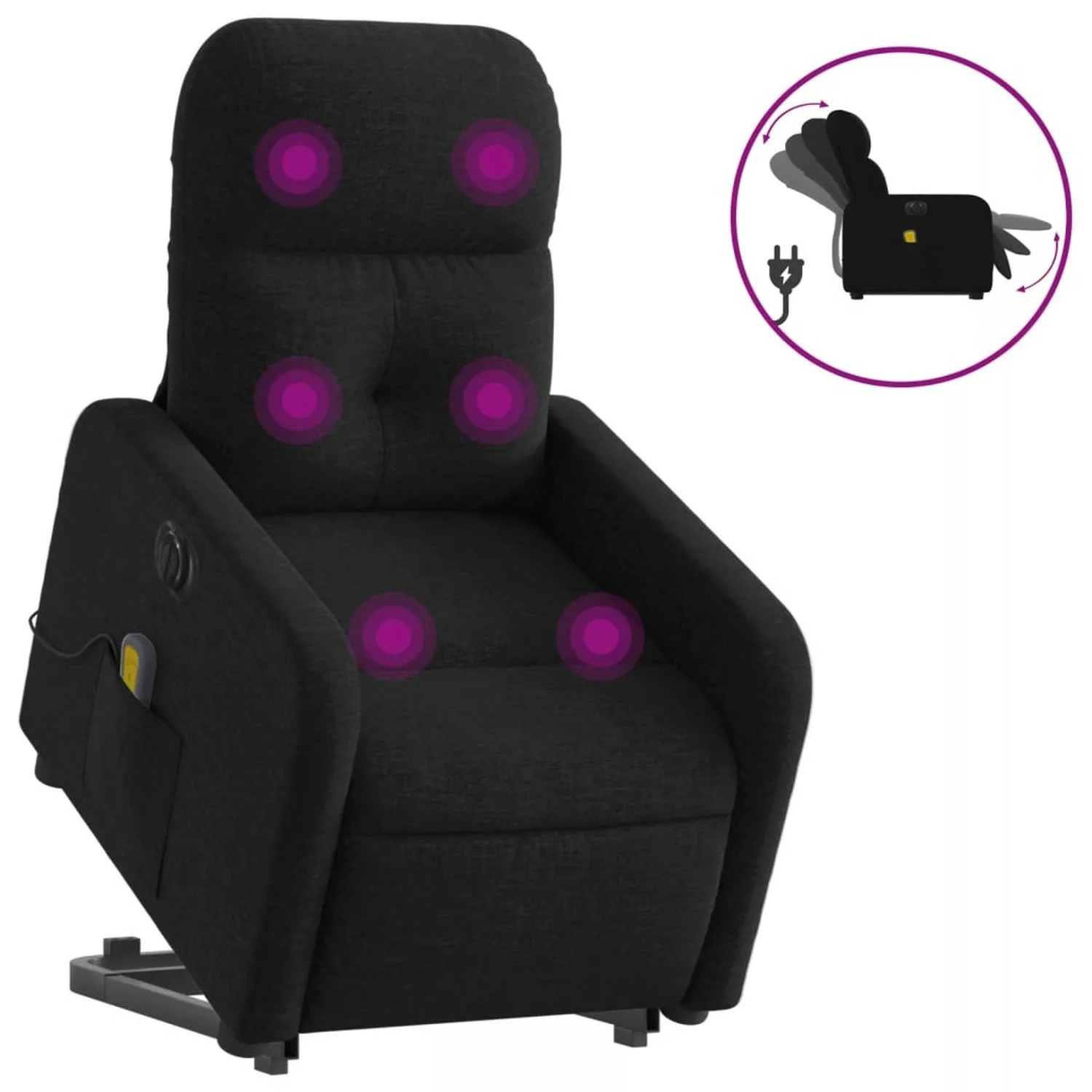 vidaXL Elektrischer Massagesessel mit Aufstehhilfe Schwarz Stoff Modell 13 günstig online kaufen