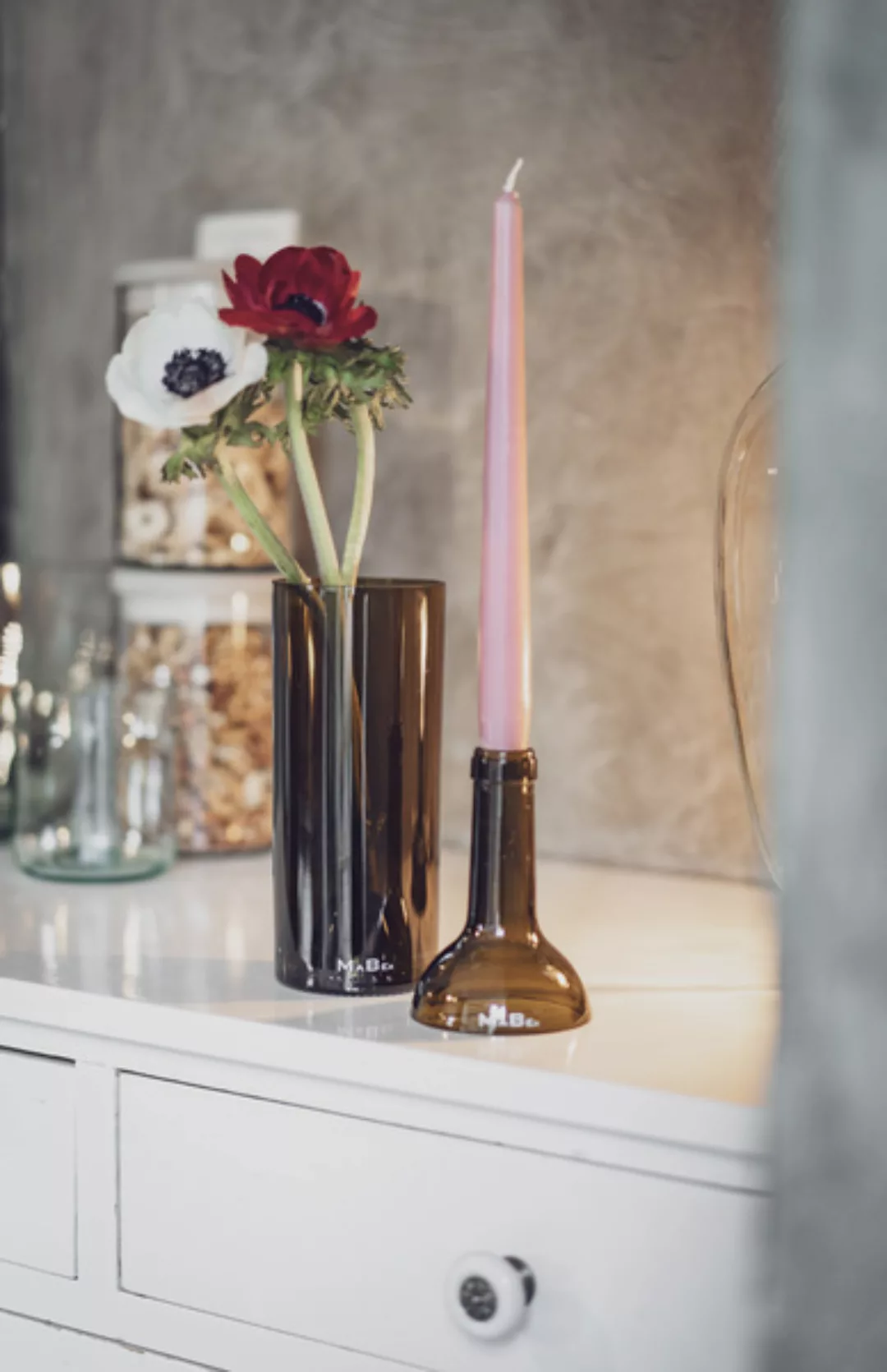 Merlot Set Mit Vase Und Kerzenständer günstig online kaufen