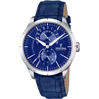 Festina Quarzuhr Herrenuhr Blaues Zifferblatt, Lederband, günstig online kaufen