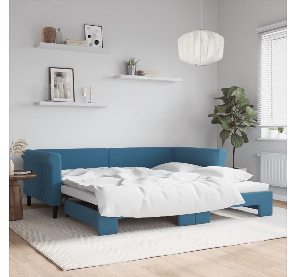 vidaXL Bett Tagesbett Ausziehbar Blau 100x200 cm Samt günstig online kaufen