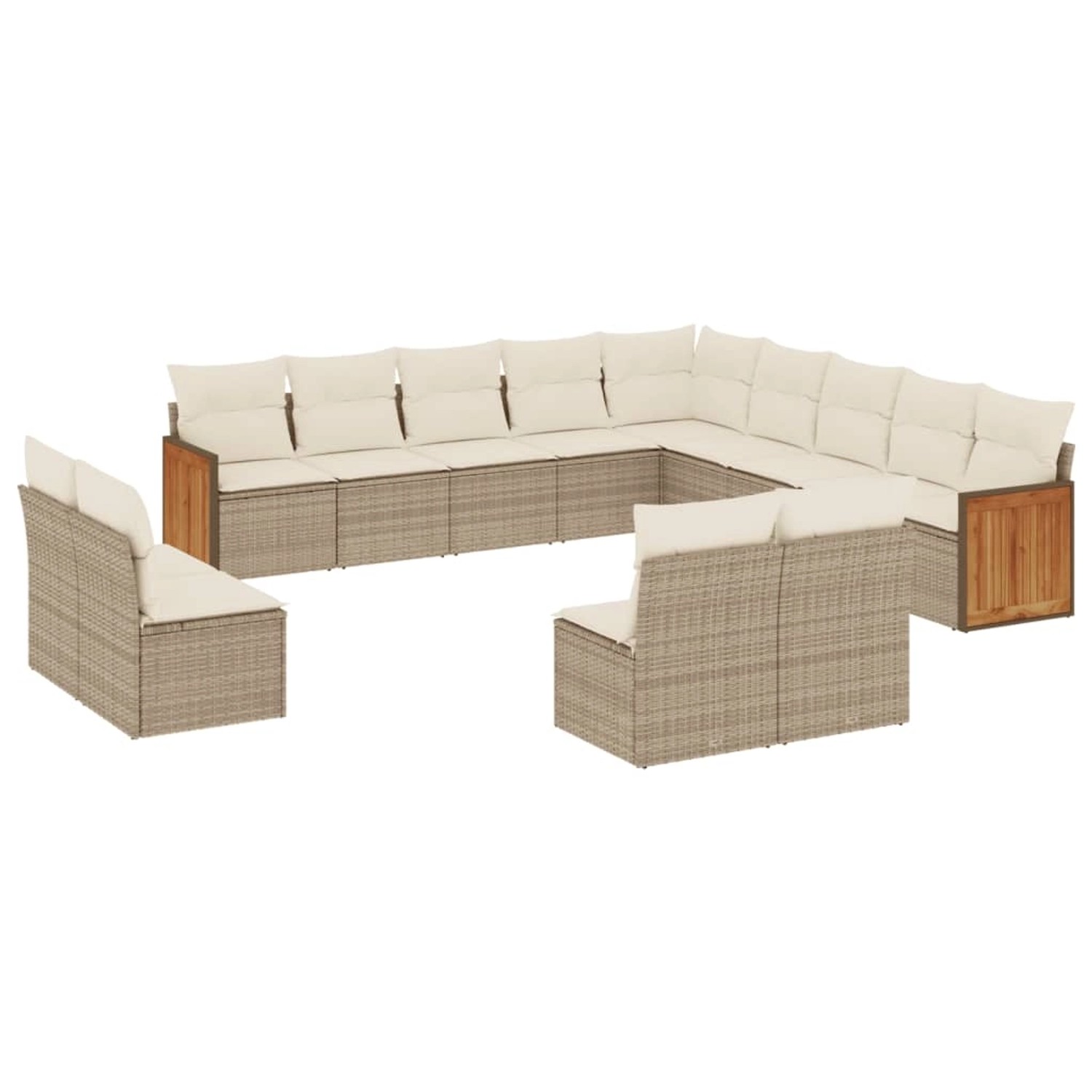 vidaXL 13-Tlg Garten-Sofagarnitur mit Kissen Beige Poly Rattan 3260567 günstig online kaufen