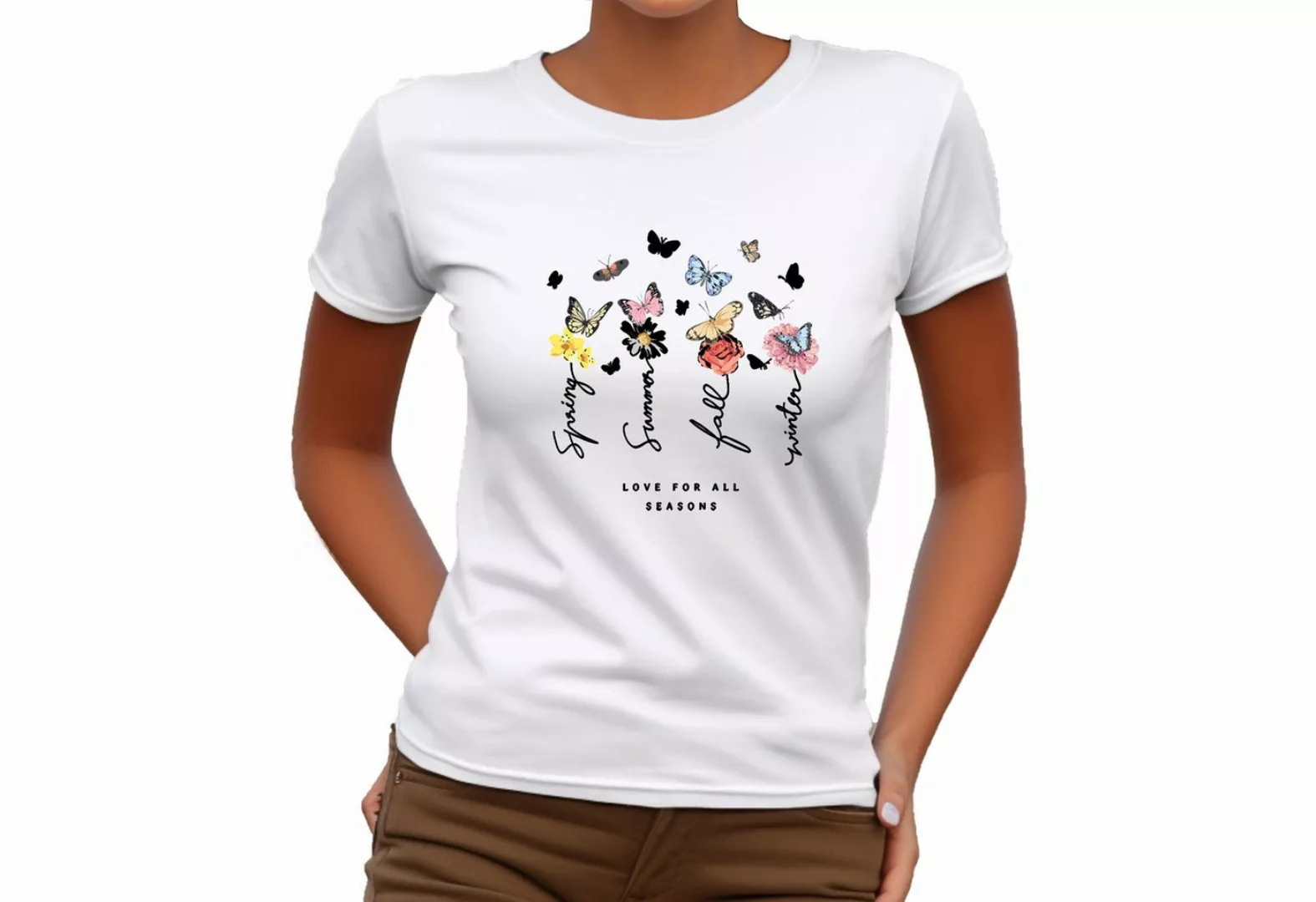 Banco T-Shirt Damen Kurzarm Premium T-Shirt Blumen Aufrduck hochwertiger Pr günstig online kaufen