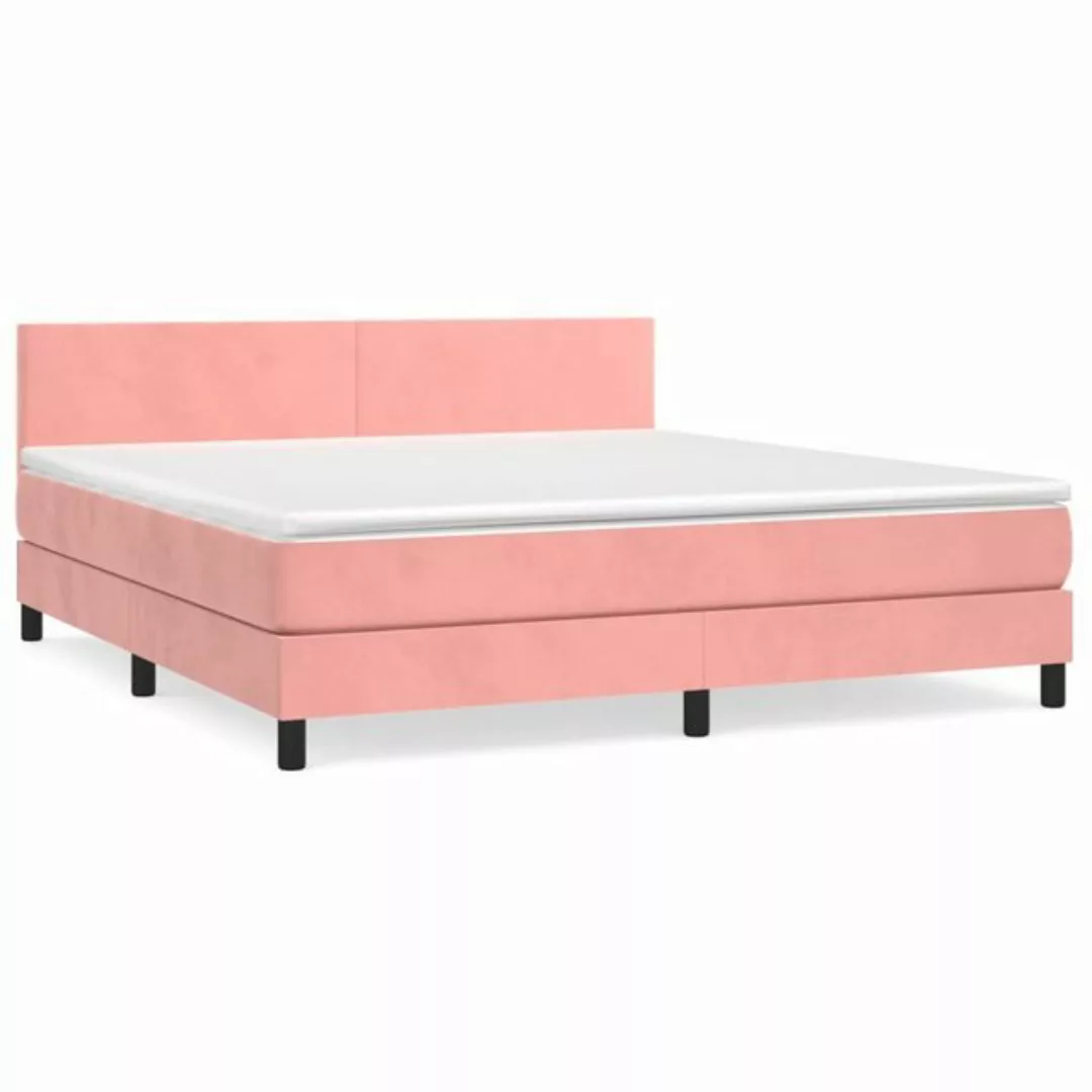 vidaXL Bettgestell Boxspringbett mit Matratze Rosa 160x200 cm Samt Bett Bet günstig online kaufen