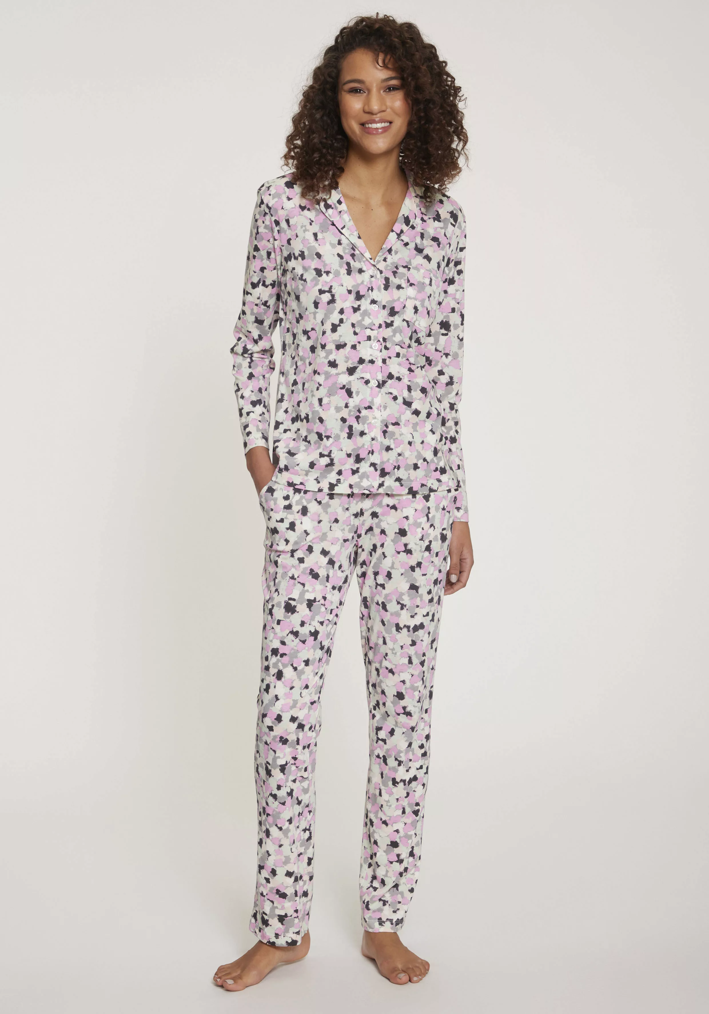 Vivance Dreams Pyjama, (2 tlg.), mit Aquarell-Muster günstig online kaufen
