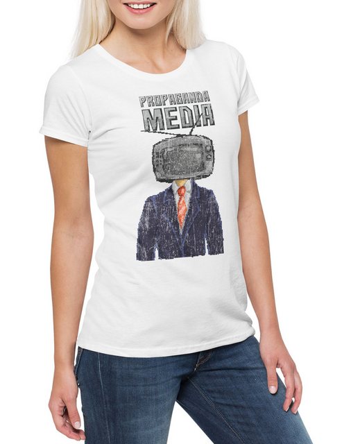 Urban Backwoods Print-Shirt Propaganda Media Damen T-Shirt Gamer Gaming Fun günstig online kaufen