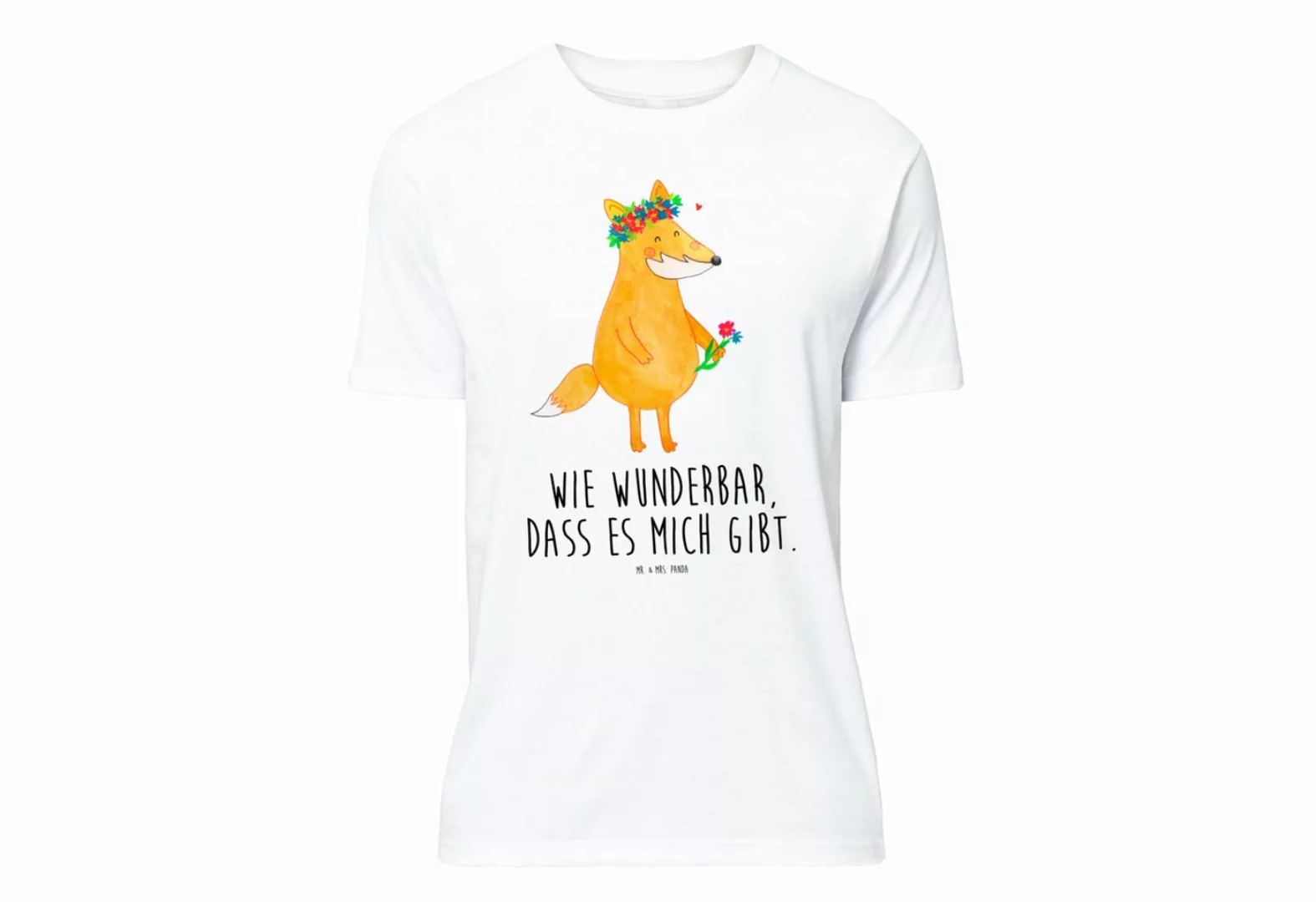 Mr. & Mrs. Panda T-Shirt Fuchs Blumenliebe - Weiß - Geschenk, Shirt, Liebes günstig online kaufen