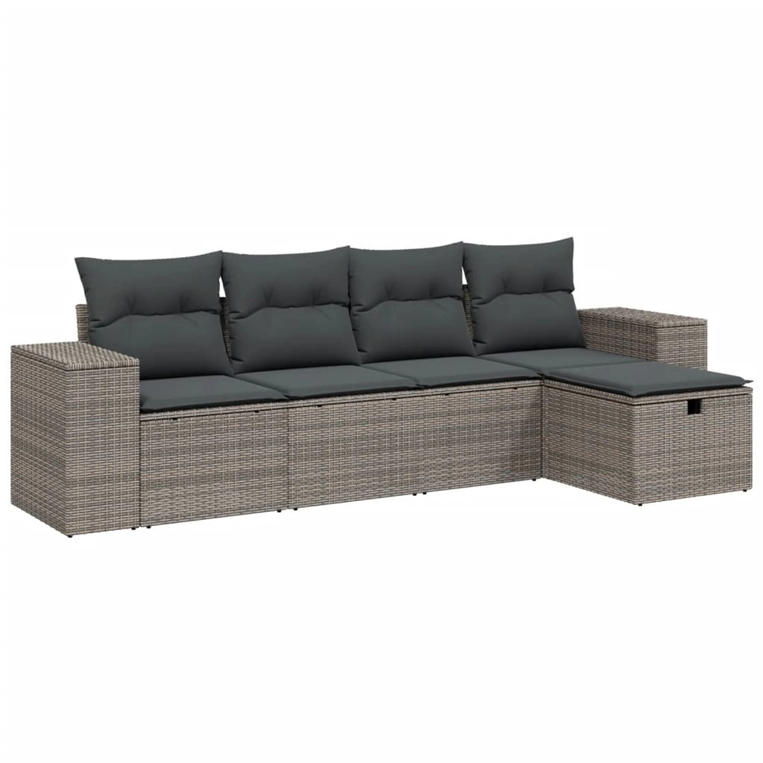 vidaXL 5-Tlg Garten-Sofagarnitur mit Kissen Grau Poly Rattan 3264396 günstig online kaufen