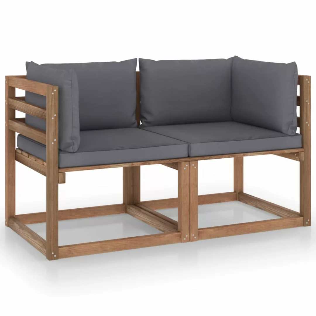 Garten-palettensofa 2-sitzer Mit Kissen Anthrazit Kiefernholz günstig online kaufen