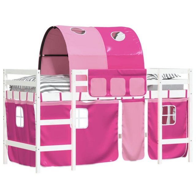 vidaXL Kinderbett Kinderhochbett mit Tunnel Rosa 90x190 cm Massivholz Kiefe günstig online kaufen