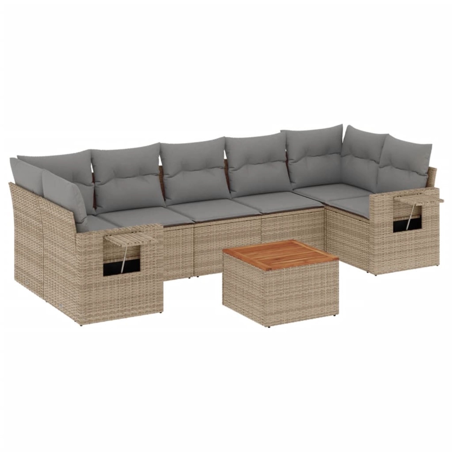 vidaXL 8-Tlg Garten-Sofagarnitur mit Kissen Beige Poly Rattan 3256808 günstig online kaufen