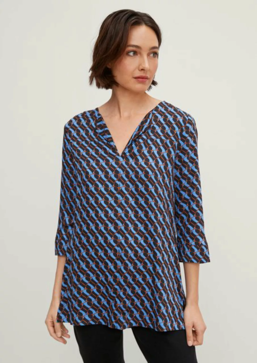 Comma 3/4-Arm-Shirt Bluse mit V-Ausschnitt günstig online kaufen