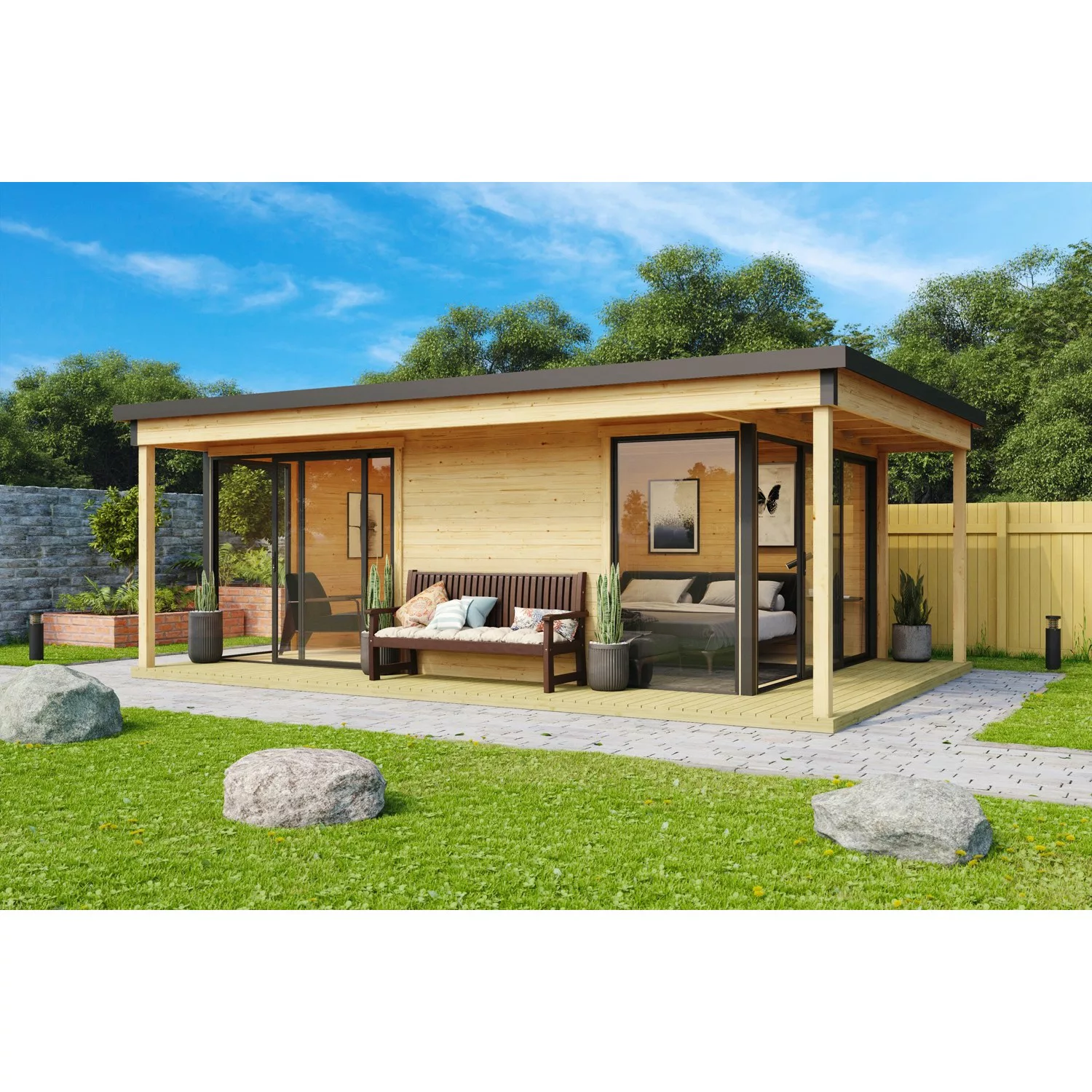 Lasita Maja Gartenhaus Domeo 3 Loggia Natur 509 cm x 322 cm günstig online kaufen