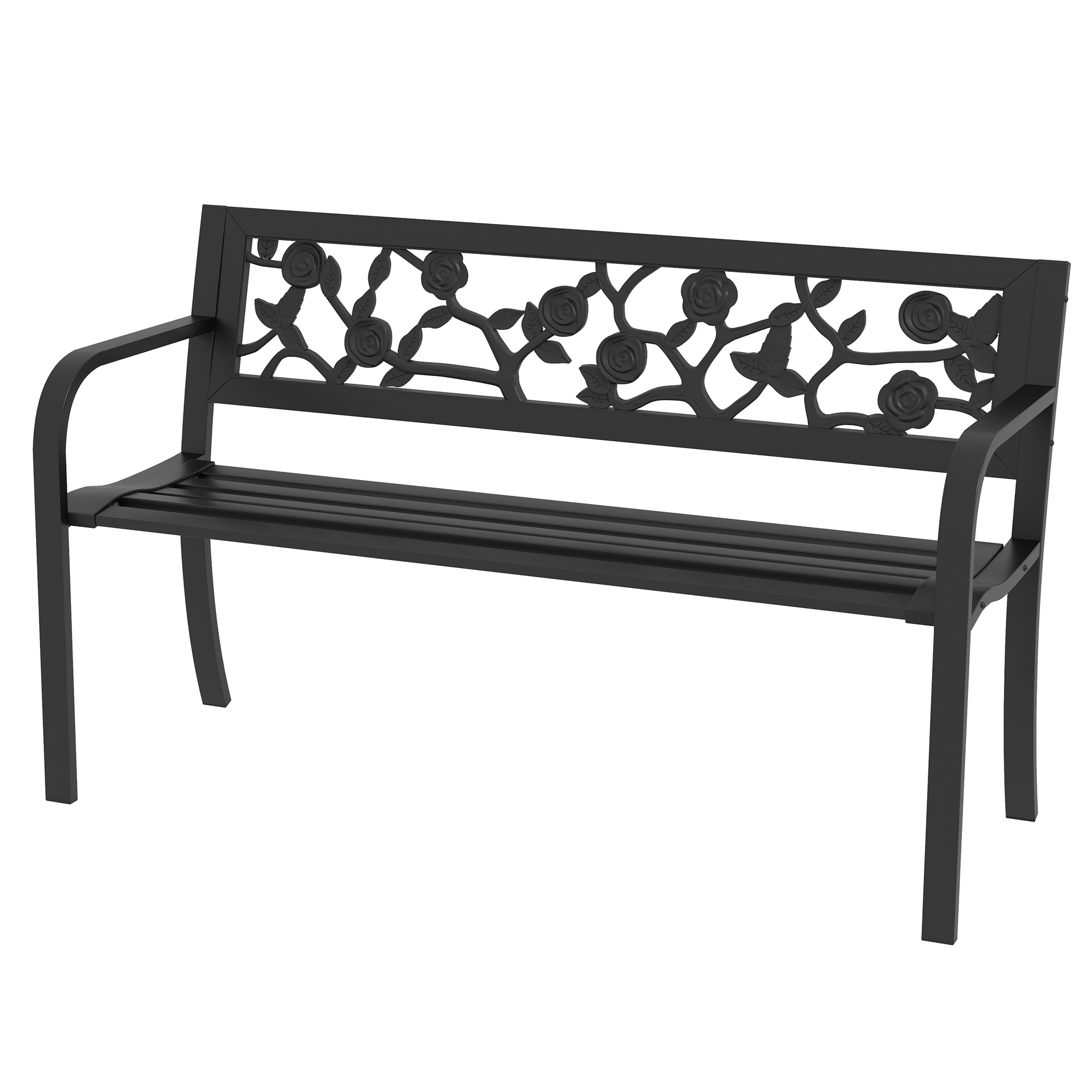 Outsunny Gartenbank aus Stahl, 2-Sitzer Gartenbank mit verzierter Rückenleh günstig online kaufen