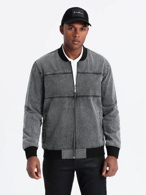 OMBRE Bomberjacke Denim-Bomberjacke für Herren mit Stone-Wash-Effekt günstig online kaufen