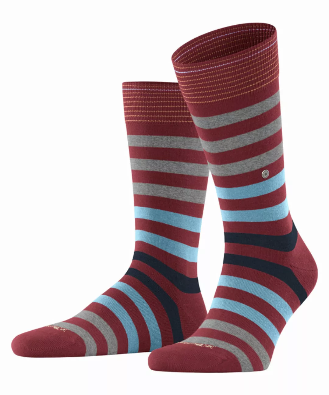 Burlington Blackpool Herren Socken, 40-46, Rot, Streifen, Baumwolle, 21023- günstig online kaufen