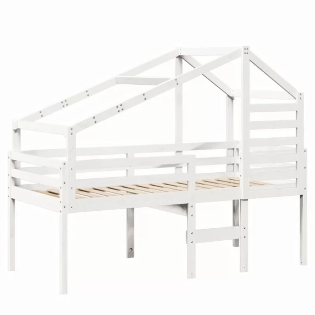 vidaXL Bett Hochbett mit Dach Weiß 75x190 cm Massivholz Kiefer günstig online kaufen