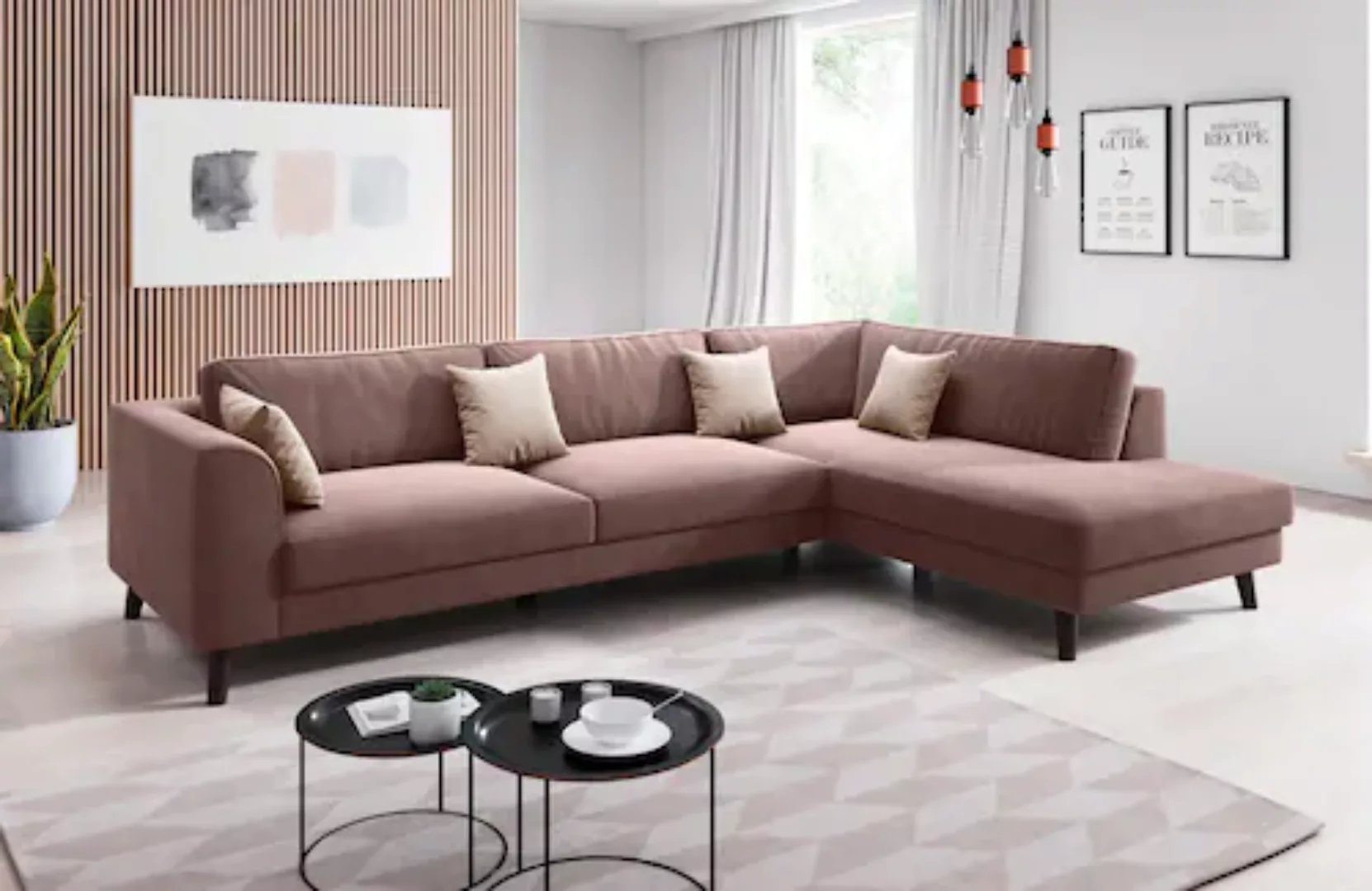 INOSIGN Ecksofa »Laurentia, L-Form«, mit 4 Zierkissen, Ottomane links oder günstig online kaufen