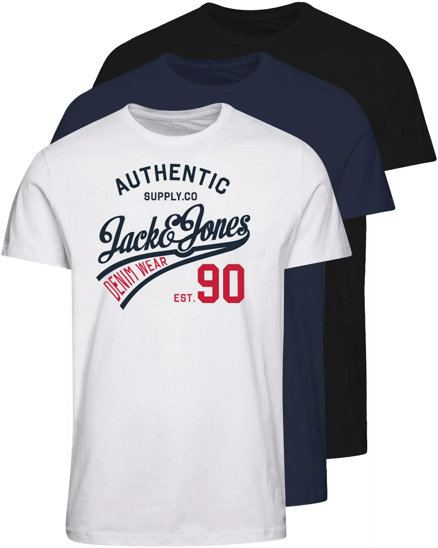 Jack & Jones T-Shirt JJETHAN 3er PACK (1-tlg) aus Baumwolle günstig online kaufen