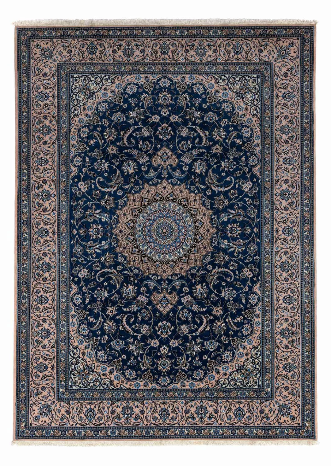 morgenland Wollteppich »Nain 9la Medaillon Blu scuro 348 x 245 cm«, rechtec günstig online kaufen