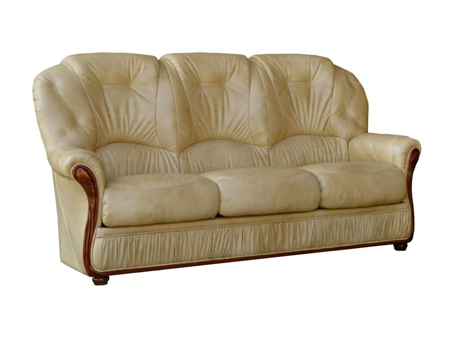 Ledersofa 3-Sitzer - Büffelleder - Beige - DAPHNE günstig online kaufen