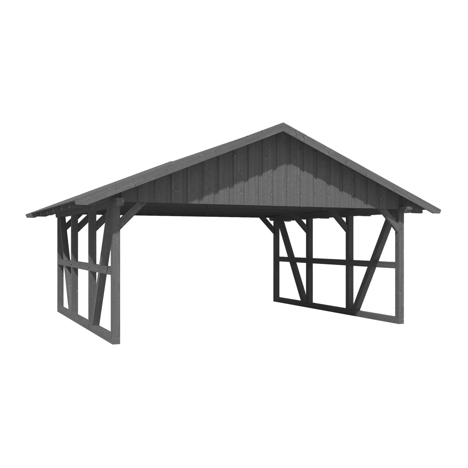 Skan Holz Carport Schwarzwald mit Dachschalung 684 x 600 cm Grau günstig online kaufen