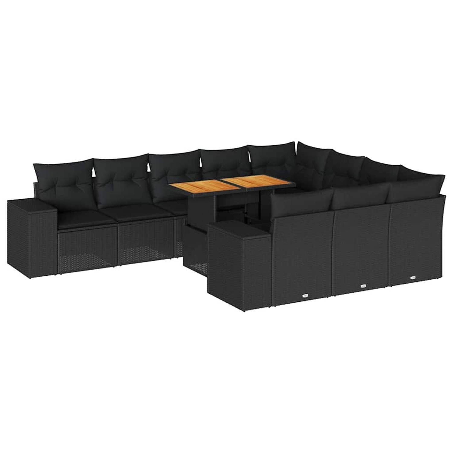 vidaXL 10-Tlg Garten-Sofagarnitur mit Kissen Schwarz Poly Rattan 3327422 günstig online kaufen