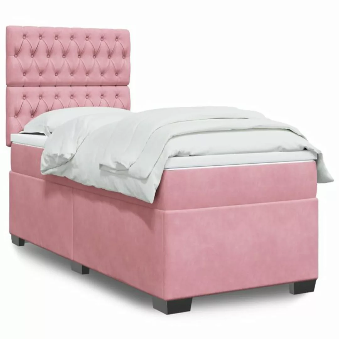 vidaXL Boxspringbett mit Matratze Rosa 90x190 cm Samt2103235 günstig online kaufen