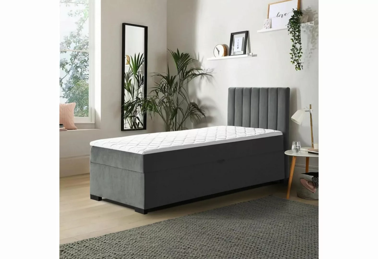 Beautysofa Boxspringbett Eric (kleines Bett, inkl. Federkernmatratze, Toppe günstig online kaufen