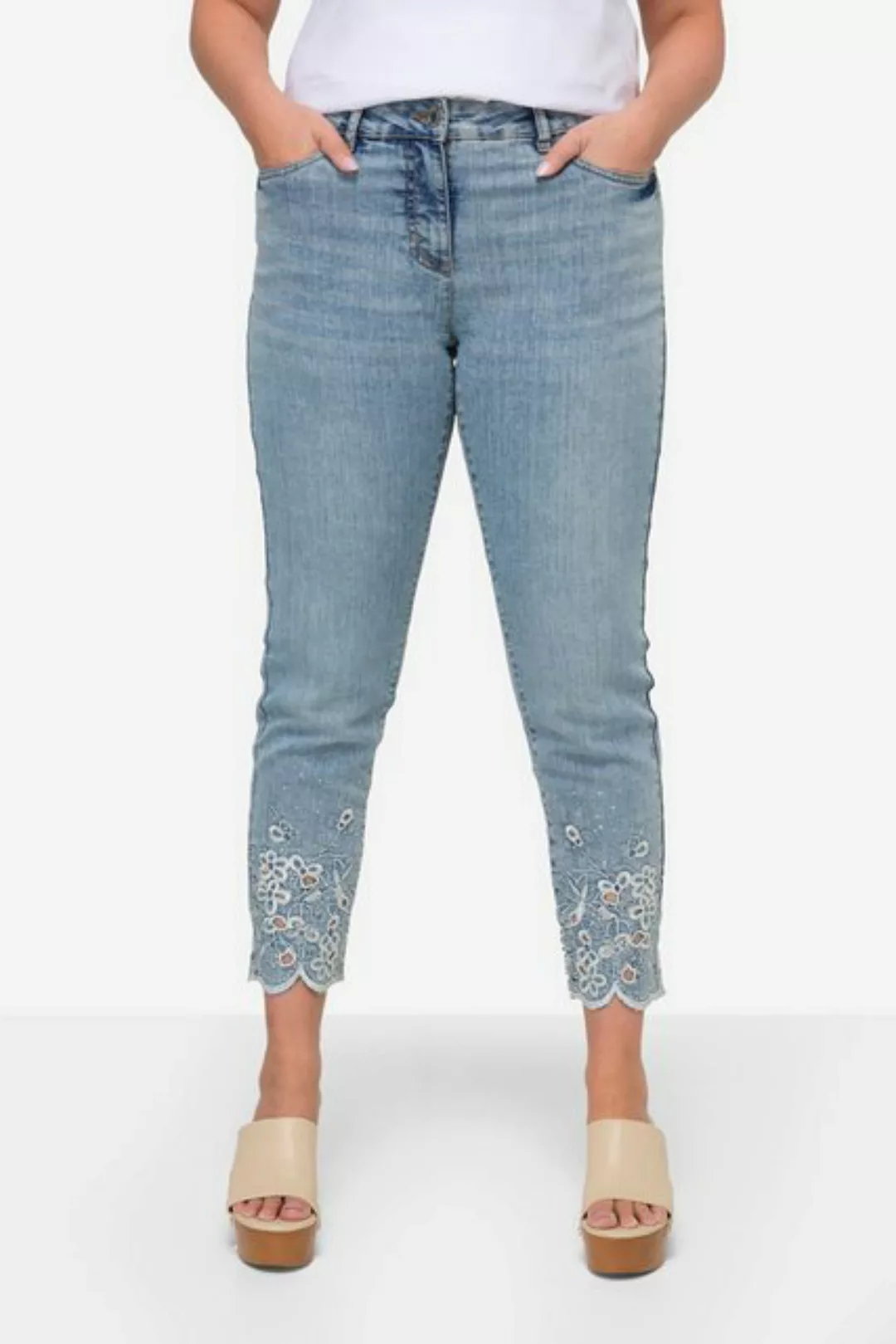 MIAMODA Regular-fit-Jeans Jeans Slim Fit Saum mit Loch-Stickerei 5-Pocket günstig online kaufen