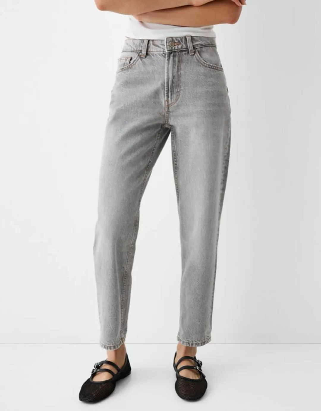 Bershka Mom-Jeans Bskteen 42 Grau günstig online kaufen