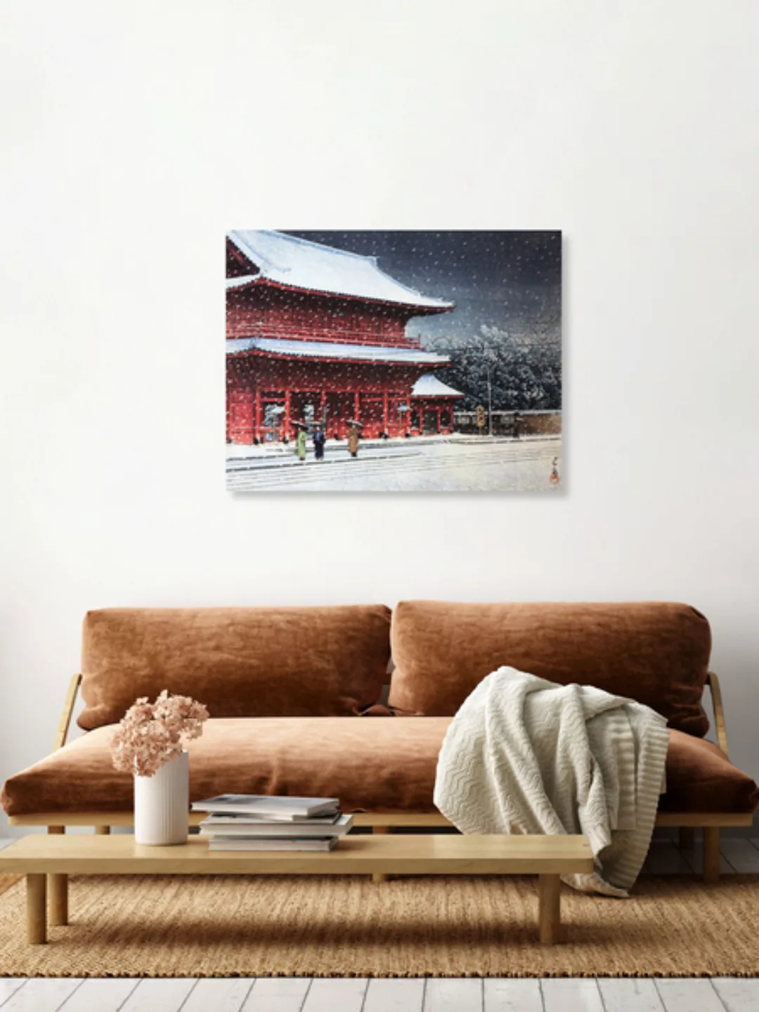Poster / Leinwandbild - Snow Shiba Zojo Temple By Hasui Kawase günstig online kaufen