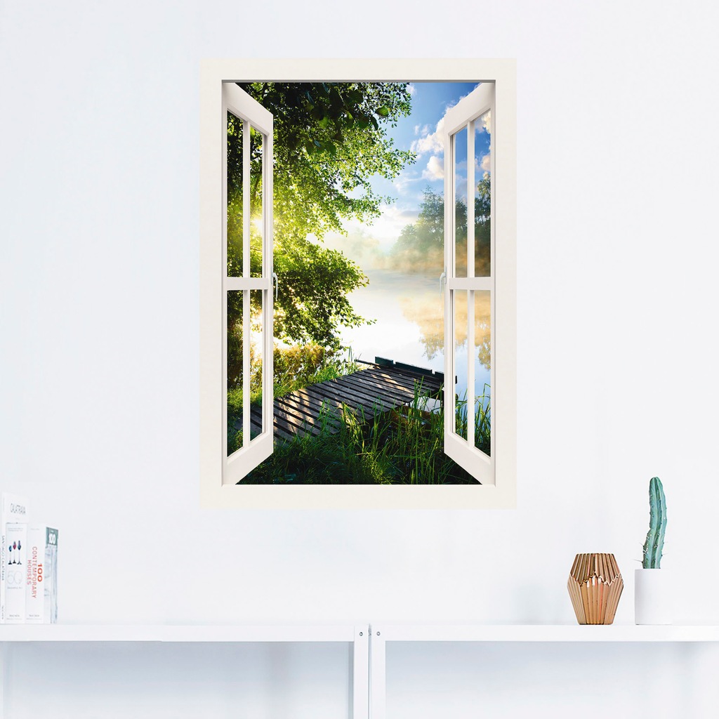 Artland Wandbild »Fensterblick Angelsteg am Fluss«, Fensterblick, (1 St.), günstig online kaufen