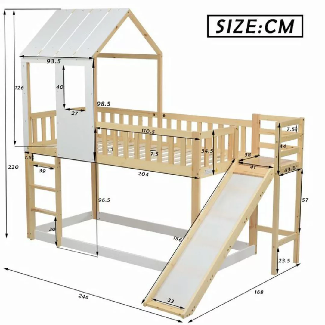 BlingBin Etagenbett Etagenbett Hausbett Kinderbett, mit Rahmen aus Kiefer, günstig online kaufen