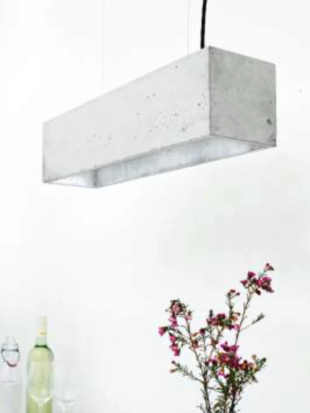 Premium LED Hängelampe Beton Silber Modern lang günstig online kaufen