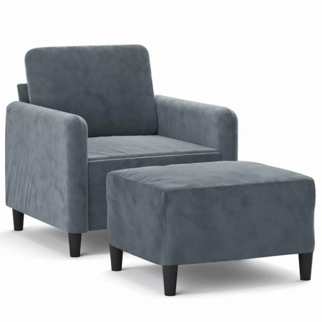 vidaXL Sofa Sessel mit Hocker 60 cm Samt, Dunkelgrau günstig online kaufen