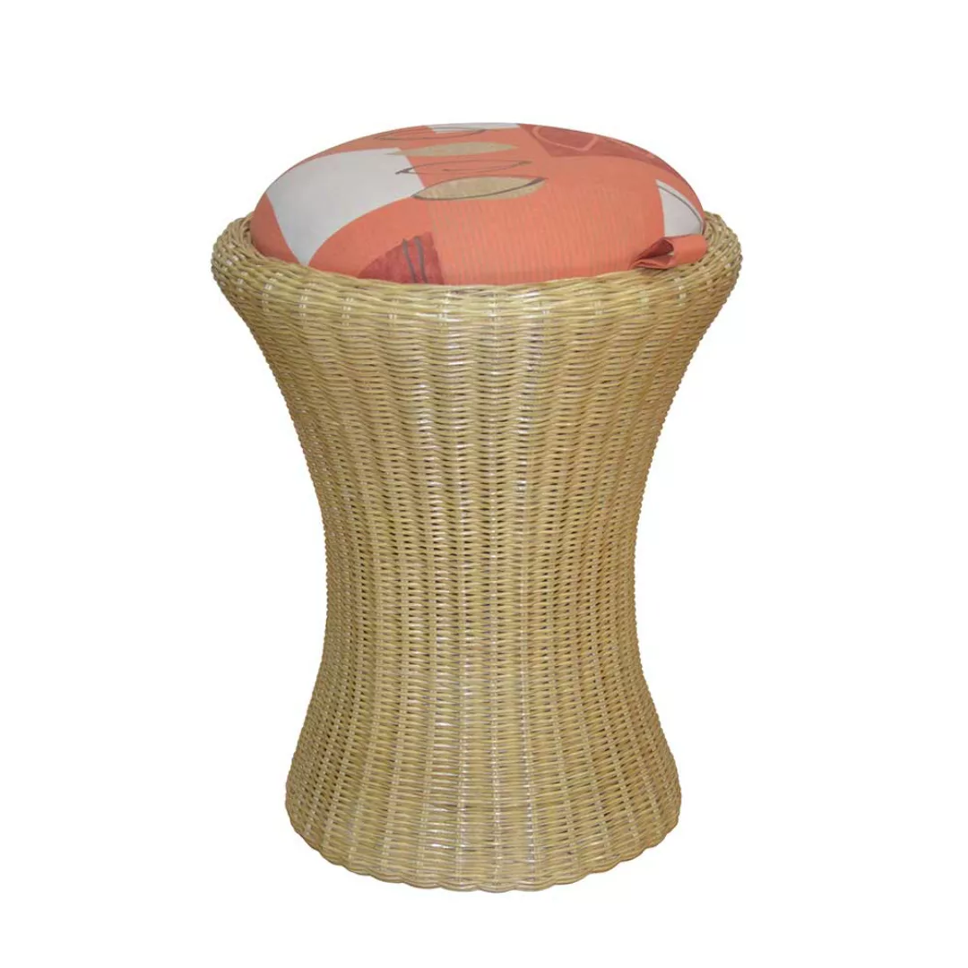 Hocker in Bunt Beige Rattan günstig online kaufen