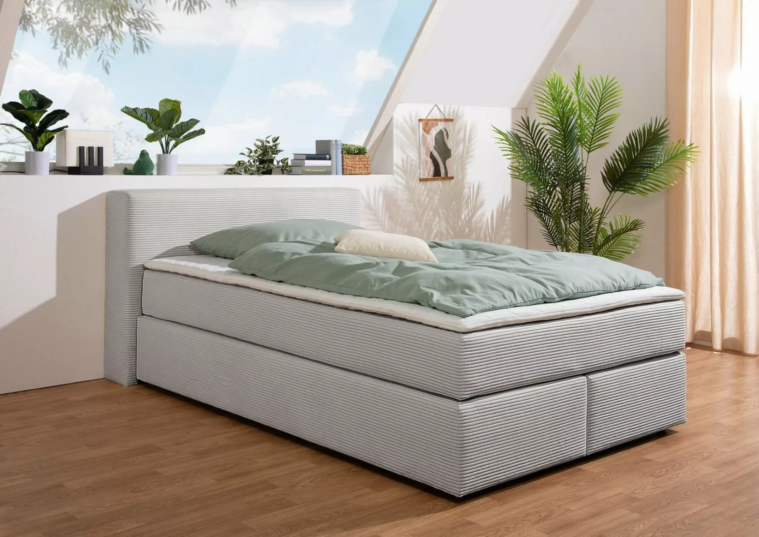 andas Boxspringbett "Åby", In Cord Bezug, wahlweise mit und ohne Matrazte e günstig online kaufen