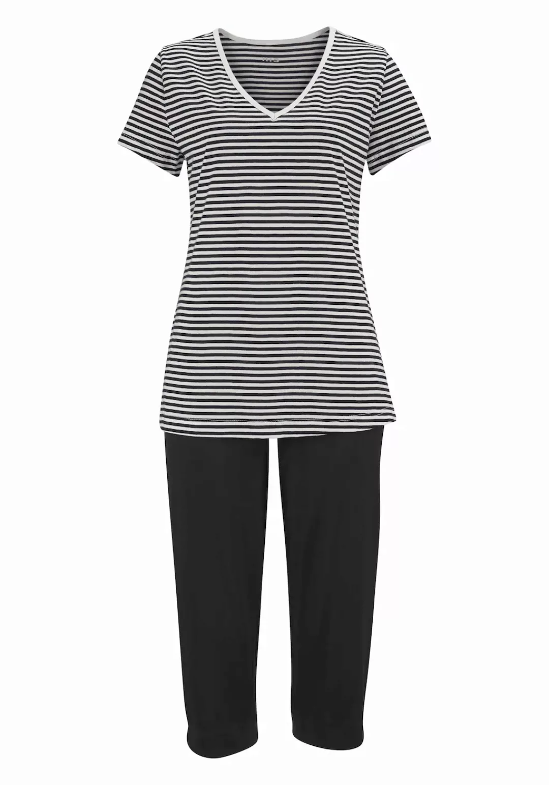 H.I.S Capri-Pyjama, (2 tlg.), mit geringeltem T-Shirt und legerer Hose günstig online kaufen