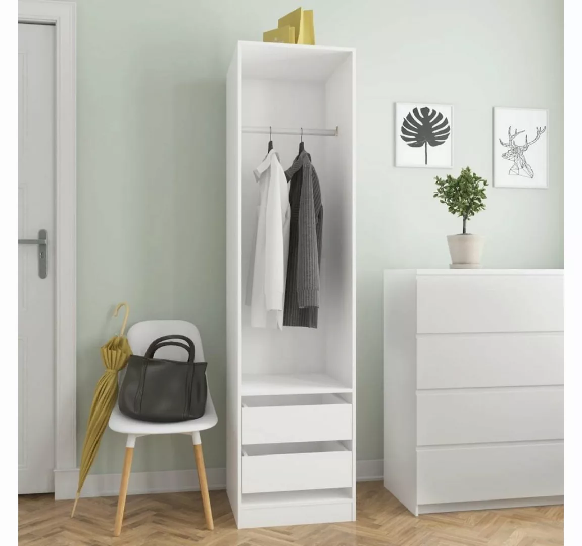 furnicato Kleiderschrank mit Schubladen Weiß 50x50x200 cm Holzwerkstoff günstig online kaufen