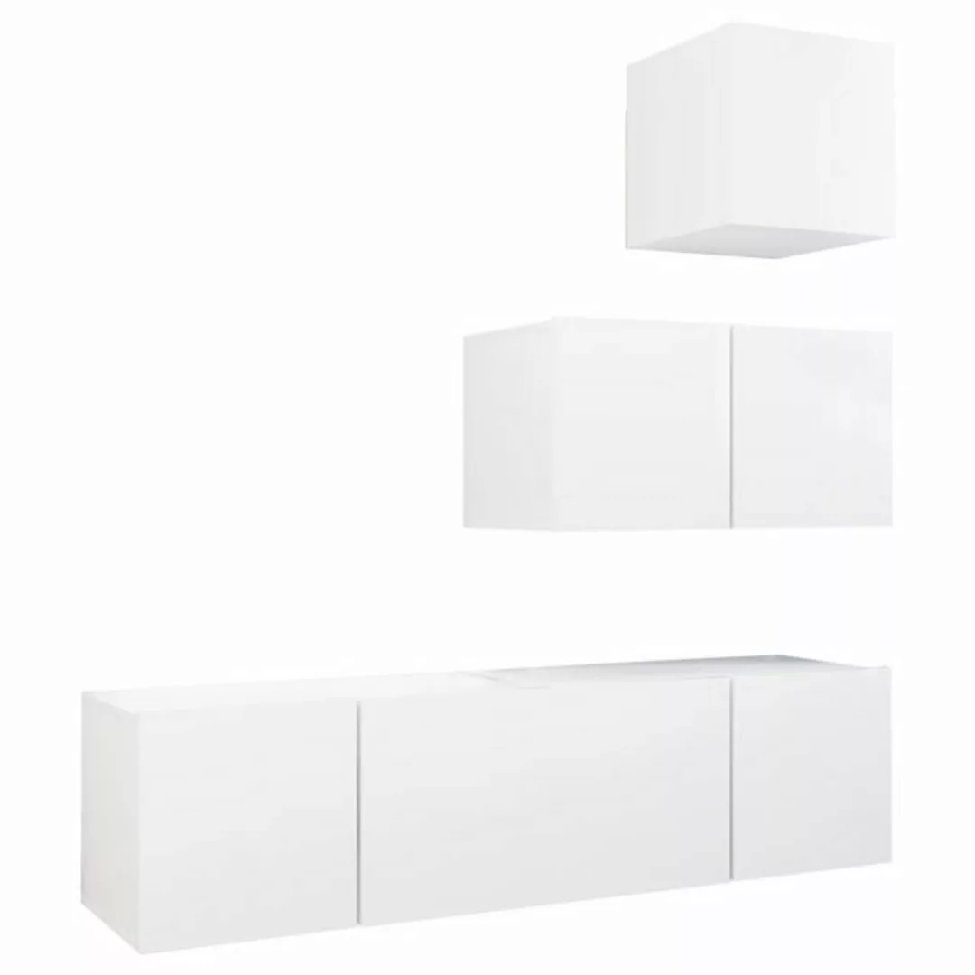 furnicato TV-Schrank 4-tlg. TV-Schrank-Set Weiß Holzwerkstoff (1-St) günstig online kaufen