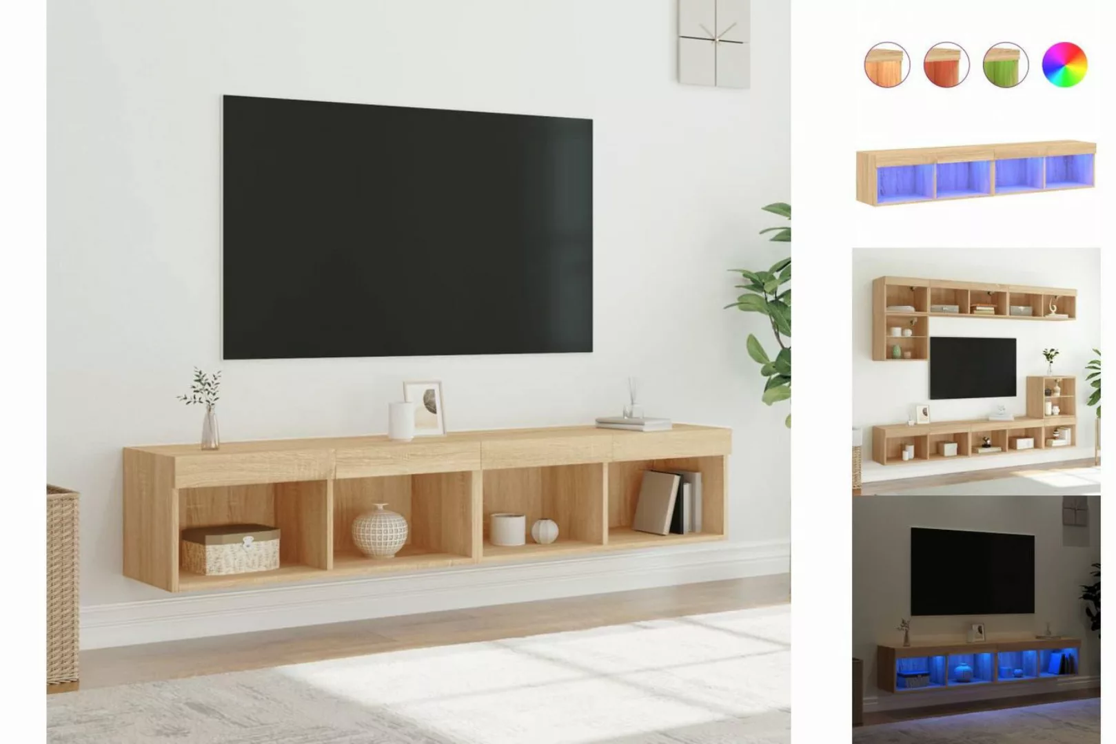 vidaXL TV-Schrank TV-Schränke mit LED-Leuchten 2 Stk Sonoma-Eiche 80x30x30 günstig online kaufen