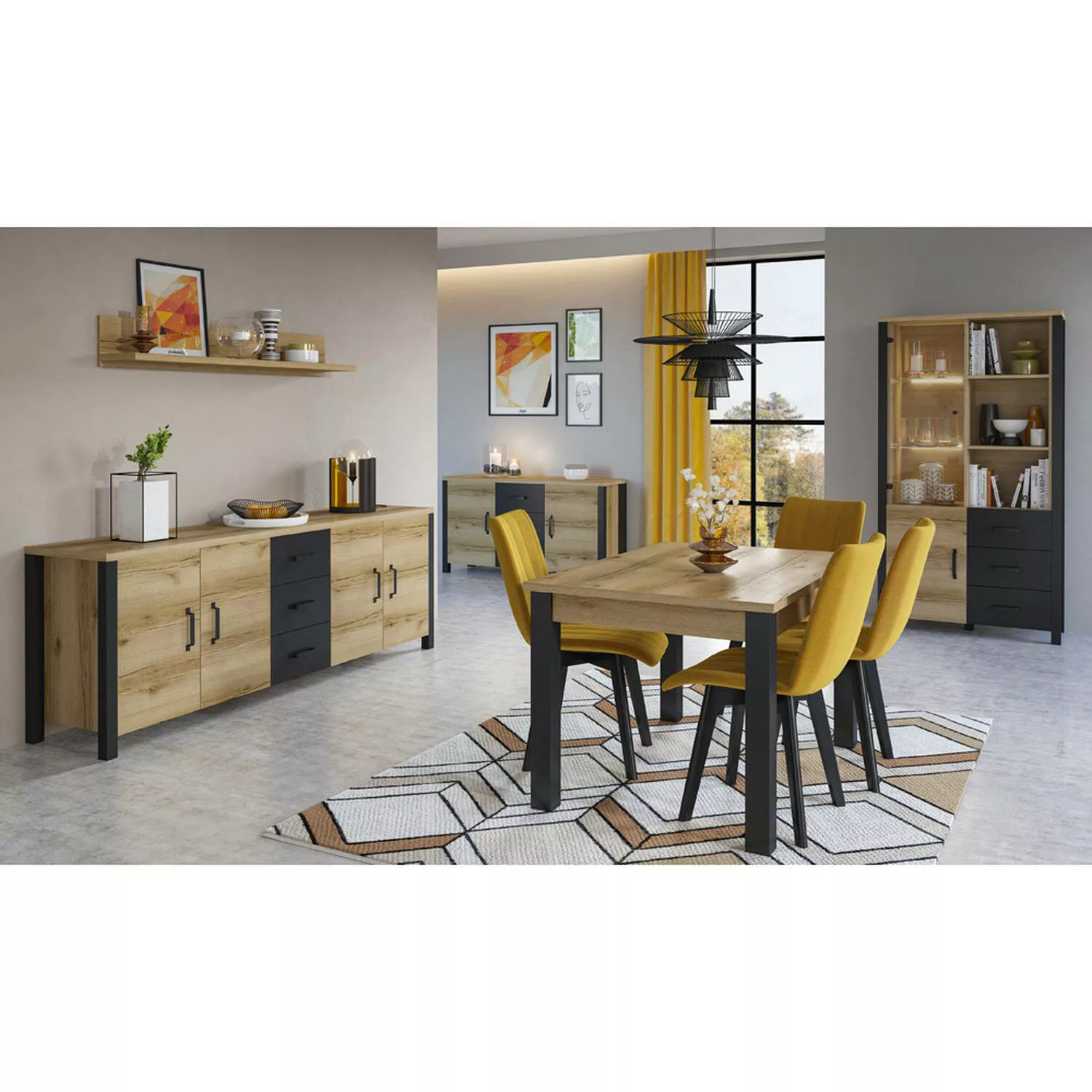 Esszimmer Möbel Set mit ausziehbarem Esstisch in Grand Natural Oak Nb. mit günstig online kaufen