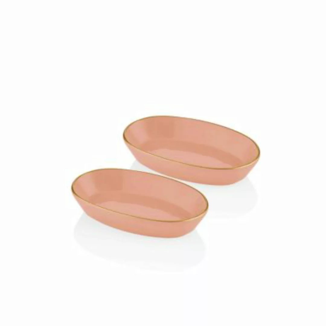 THE MIA Basic ovaler Servierteller - 26cm 2-tlg. Set rosa günstig online kaufen