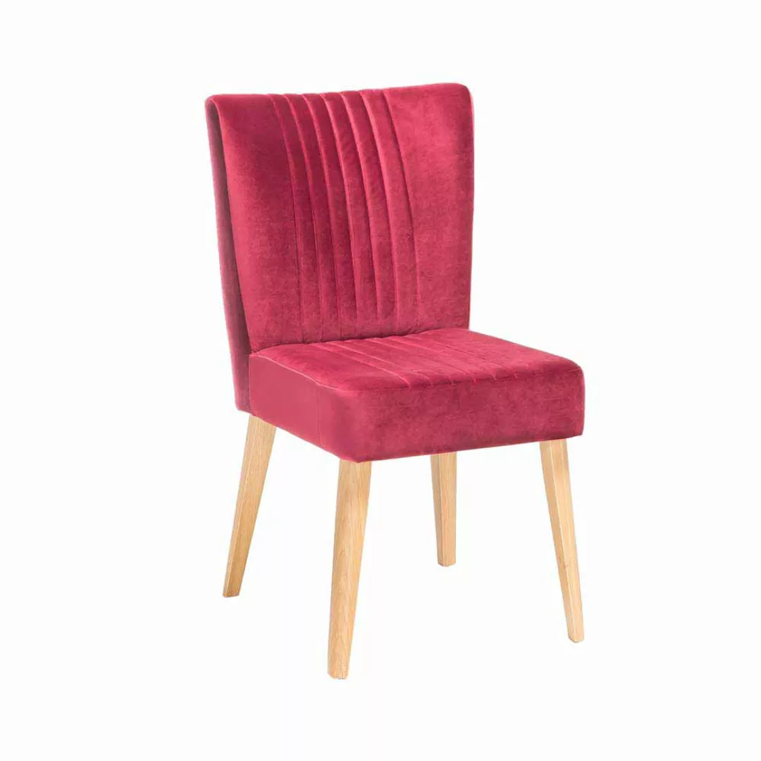 Design Esszimmerstuhl in Pink Stoff Retro modern günstig online kaufen
