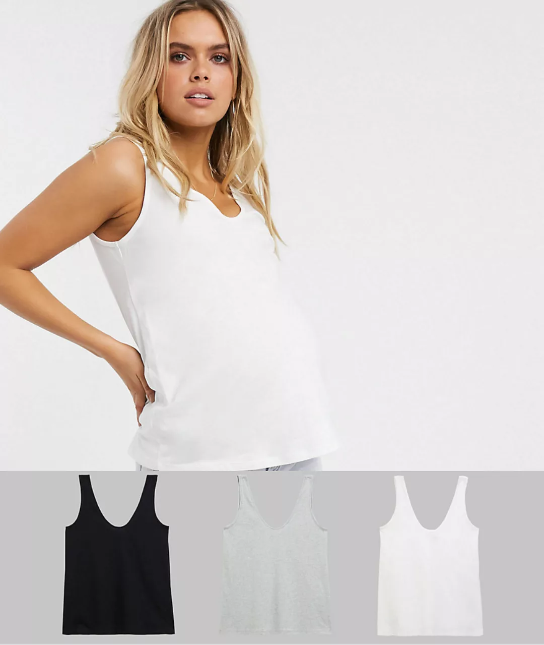 ASOS DESIGN Maternity – Ultimate – Trägershirts aus Bio-Baumwolle mit U-Aus günstig online kaufen