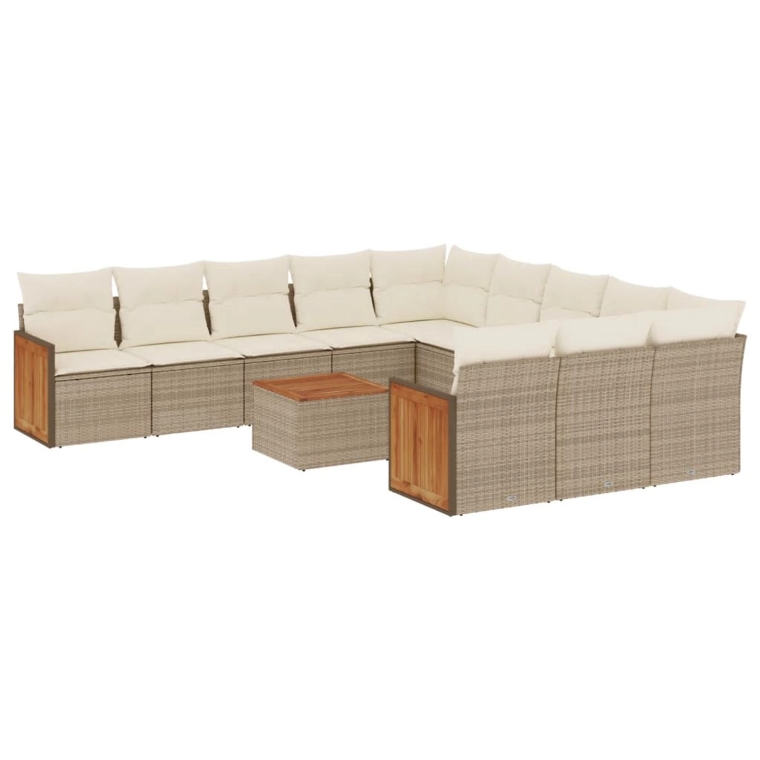 vidaXL 12-Tlg Garten-Sofagarnitur mit Kissen Beige Poly Rattan 3260518 günstig online kaufen