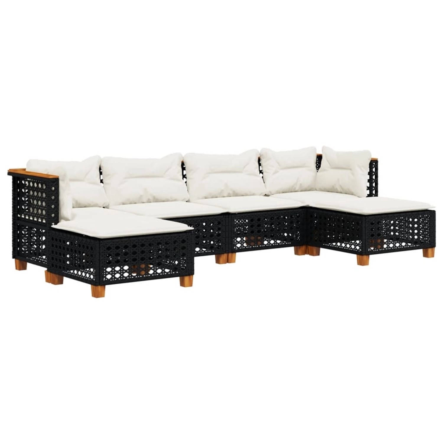 vidaXL 6-Tlg Garten-Sofagarnitur mit Kissen Schwarz Poly Rattan 3261950 günstig online kaufen