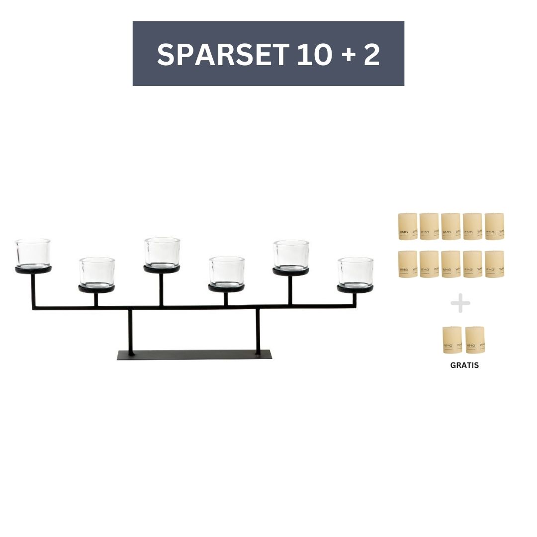 Sparset Eisenleuchter Tizio inkl. 2 Sets Kerzen-Sand günstig online kaufen